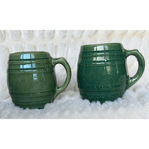 Vintage McCoy Green Glaze Beer Barrel Beer Stein/Mug 1920s-50s 4 3/4”H x 3 1/4W