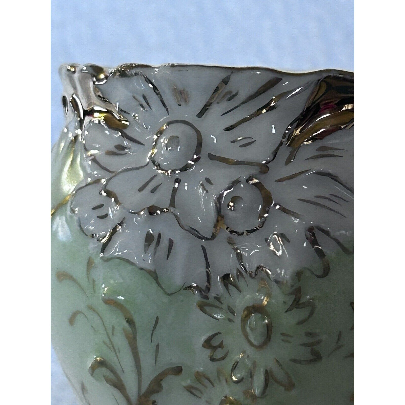 Antique Eggshell Porcelain Tea Cup: Scalloped Mint Green With Gilded ...
