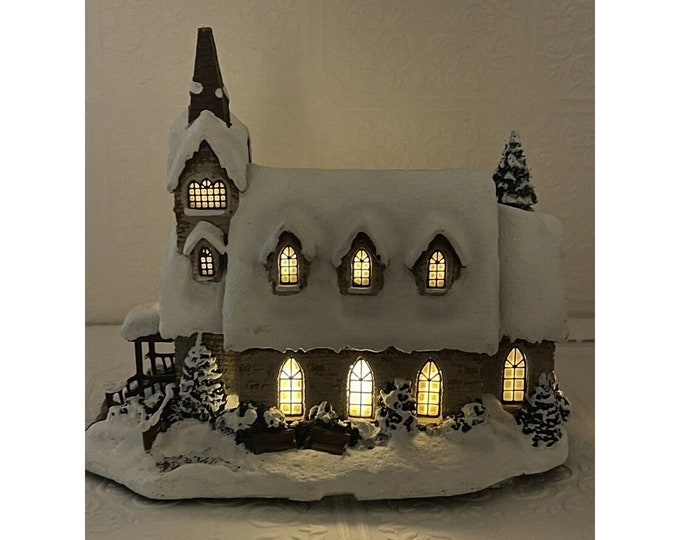 Hawthorne Village Thomas Kinkade Light of Hope Church Lights up READ Etsy