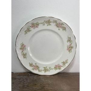 Vintage Homer Laughlin Hudson Floral Print White Porcelain Dinner Plate