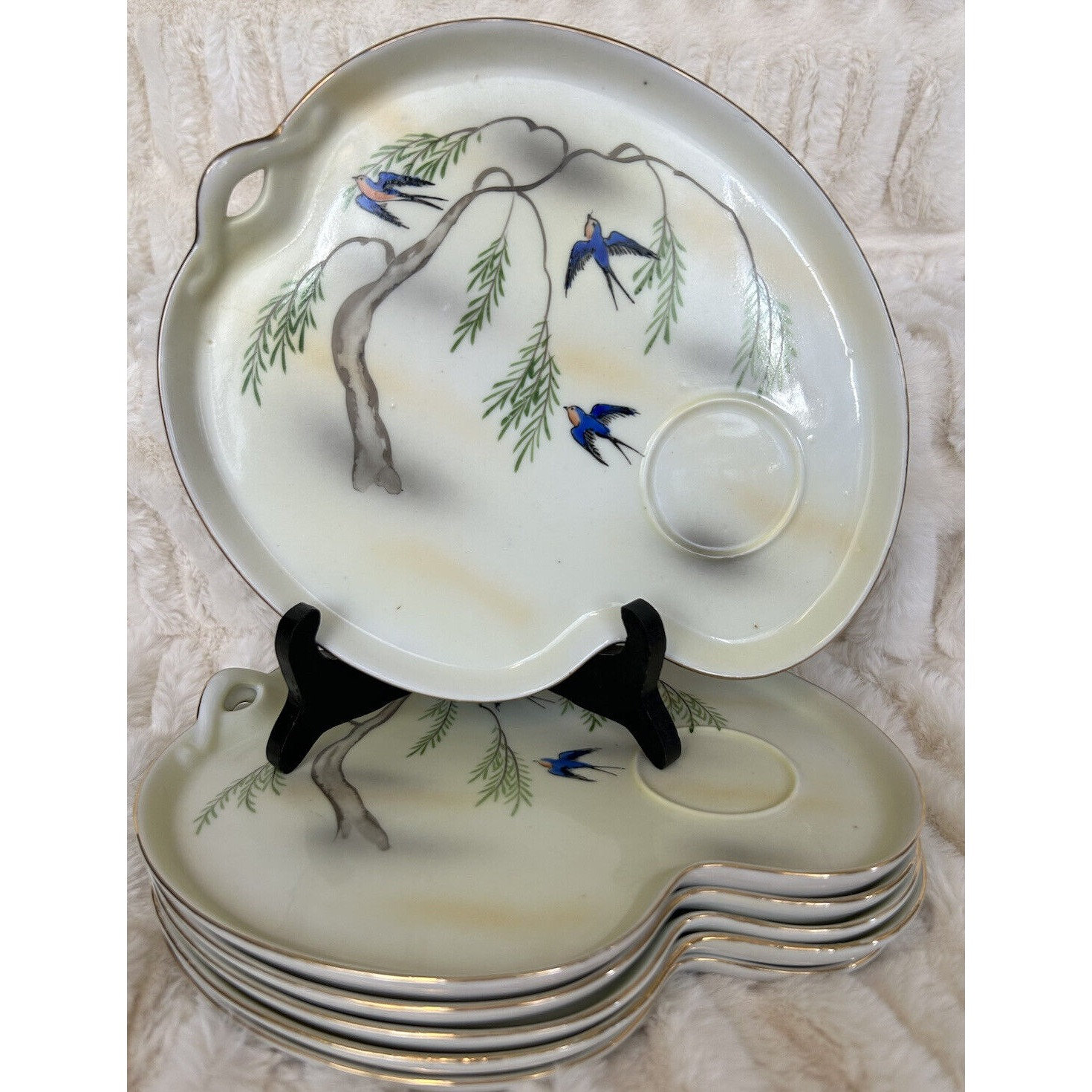 古い皿 5枚 Very Rare Vintage 1945-1952 Handpainted in Occupied Japan (6