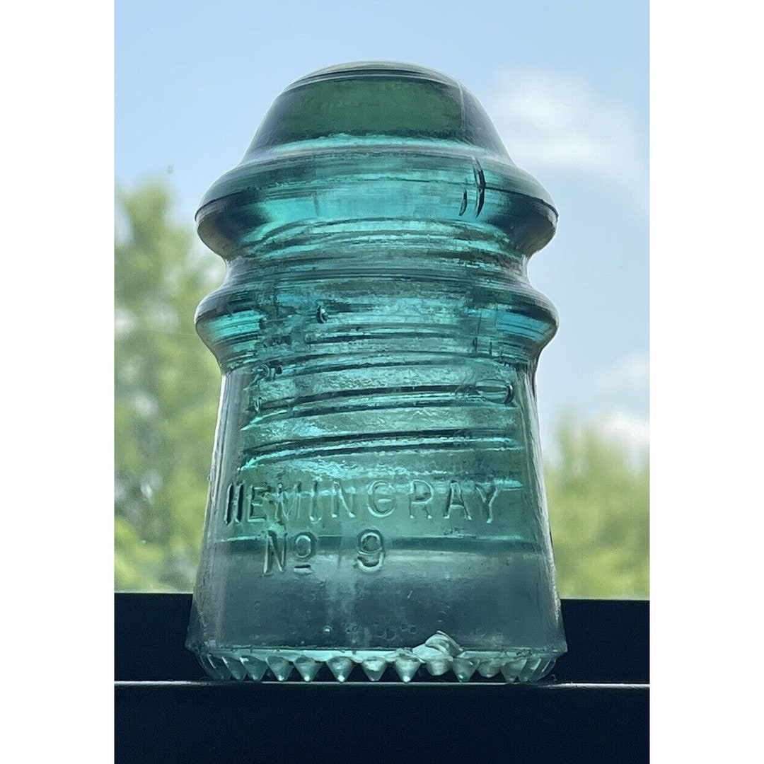 Beautiful Hemingray No. 9 Glass Insulator Aqua Blue Green Color Small