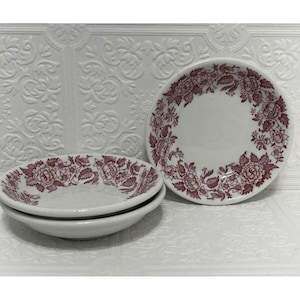 Mayer China Delmar Berry Bowls Red Floral on White Transferware Restaurant Ware
