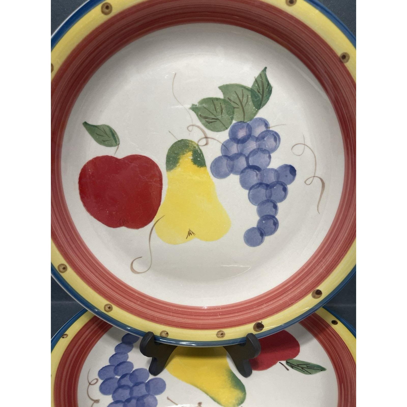 Philippe Richard FRUITA MISTA Dinner Plates Lot Stoneware Set of 4