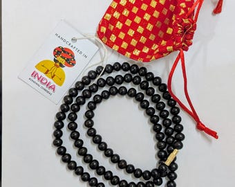 Original Karungali Mala 108 Perlen | Natürliche schwarze Perlen Holzschmuck | spiritueller Meditation Yoga Schmuck | Ebenholz