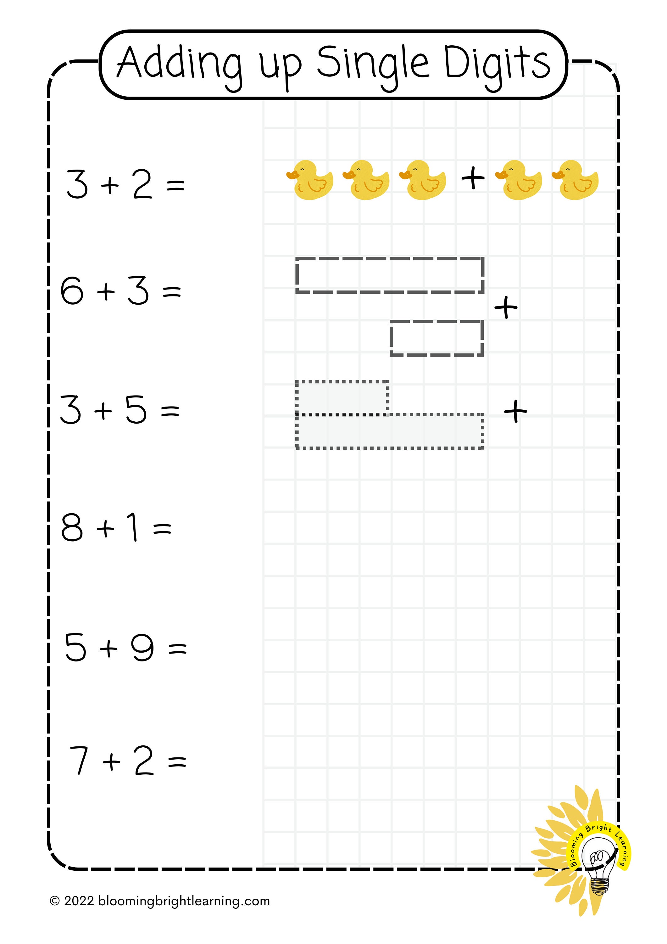 Adding Single Digit Numbers Work Pack / Work Sheets - Etsy Australia