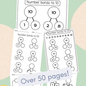 Number Bonds to 10 Work Pack! Over 50 A4 Worksheets for Home-schooling ...