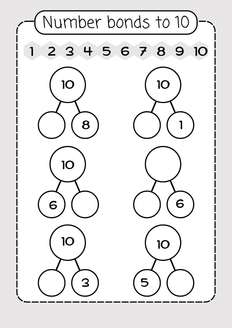 Number Bonds to 10 Work Pack! Over 50 A4 Worksheets for Home-schooling ...