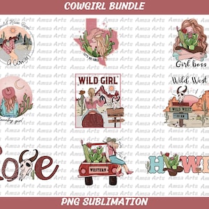 Cowgirl sublimation png bundle, Cow girl Western file instant download