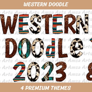 Western Alphabet PNG, Western png, Doodle font, Western Letters, Doodle Alphabet, Western doodle PNG, sublimation design, Digital download