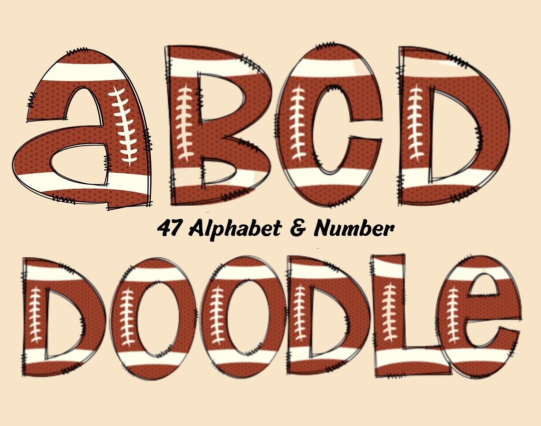 Alphabet Font for Digital Download, American Football Letters PNG Split ...