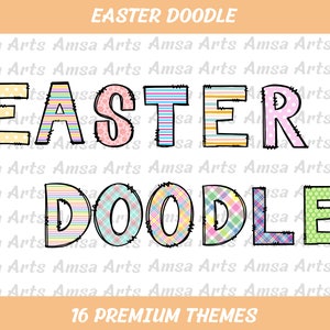 Easter Doodle Bundle PNG, Easter Letters & Numbers, Alpha pack, Easter Alphabet doodle PNG, Easter sublimation Designs, digital download
