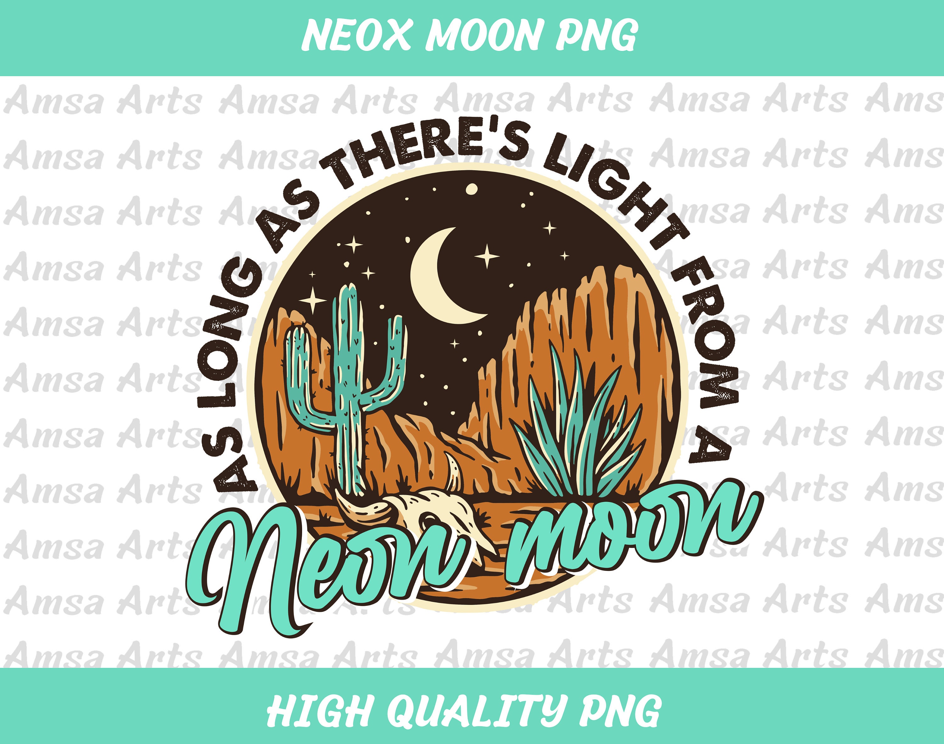 Neon Moon Png Retro Sublimations, Western PNG, Designs Downloads, PNG