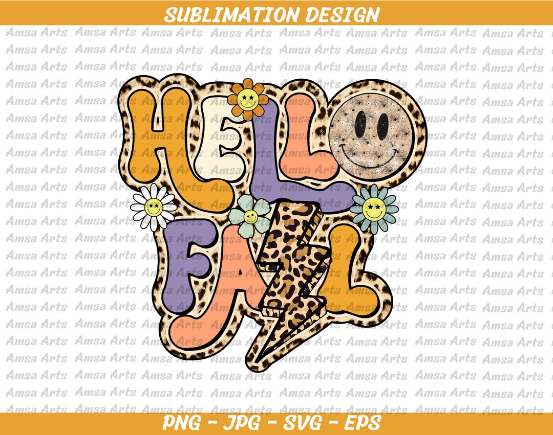 Hello Fall Png Svg, Pumpkin Season, Sublimation Design Downloads, Retro ...