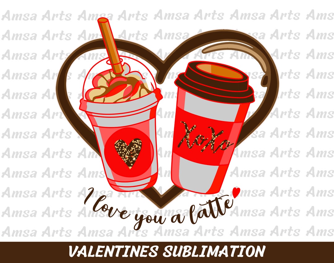Retro Groovy Valentines I Love You A Latte Coffee Lover Digital PNG ...