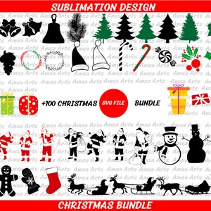 More than 100 christmas svg bundle, png for cut file, christmas tree, hand drawn, ornaments doodle, eps for cricut, silhoutte