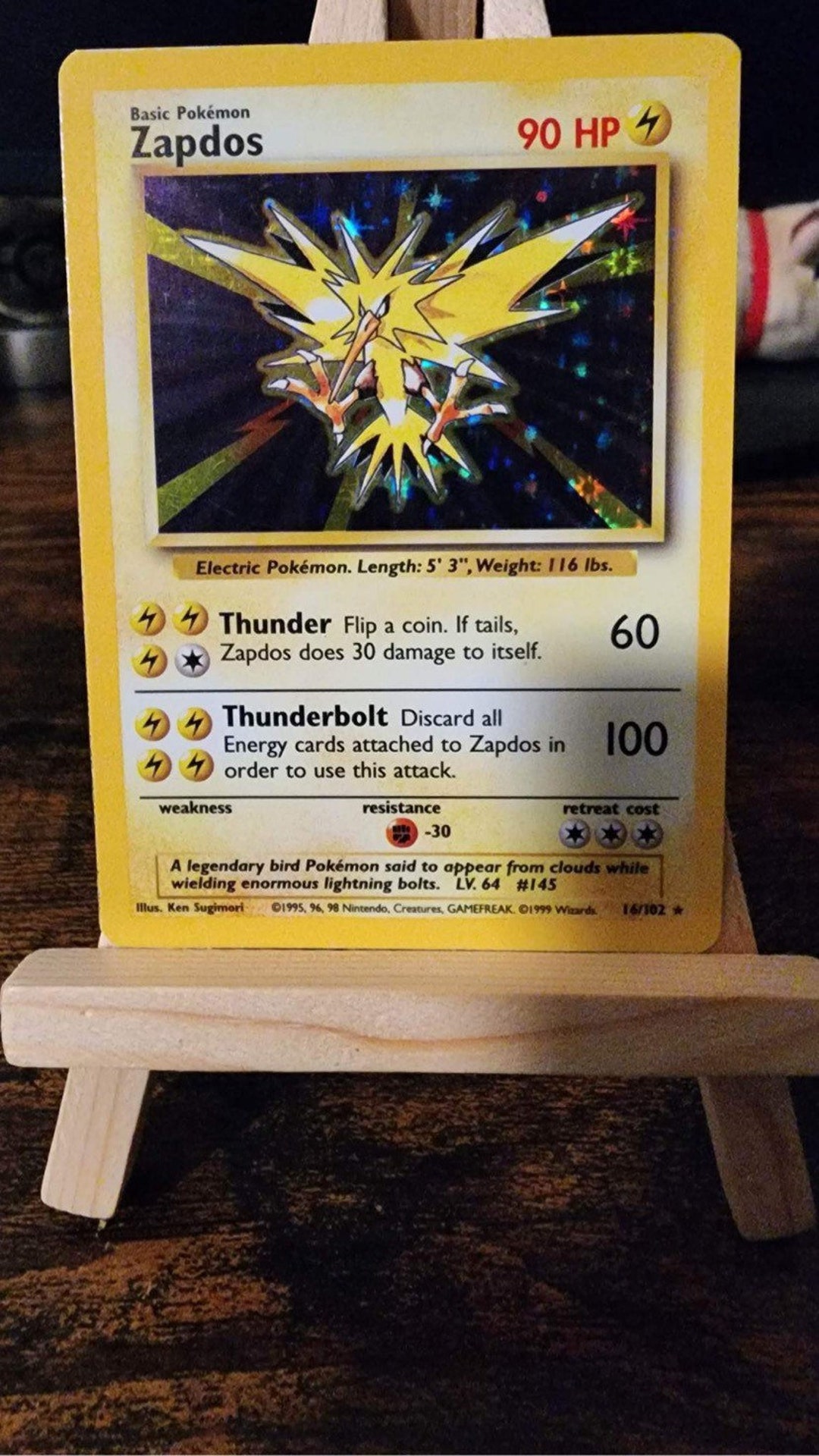 Holo Rare Base Set Zapdos Etsy