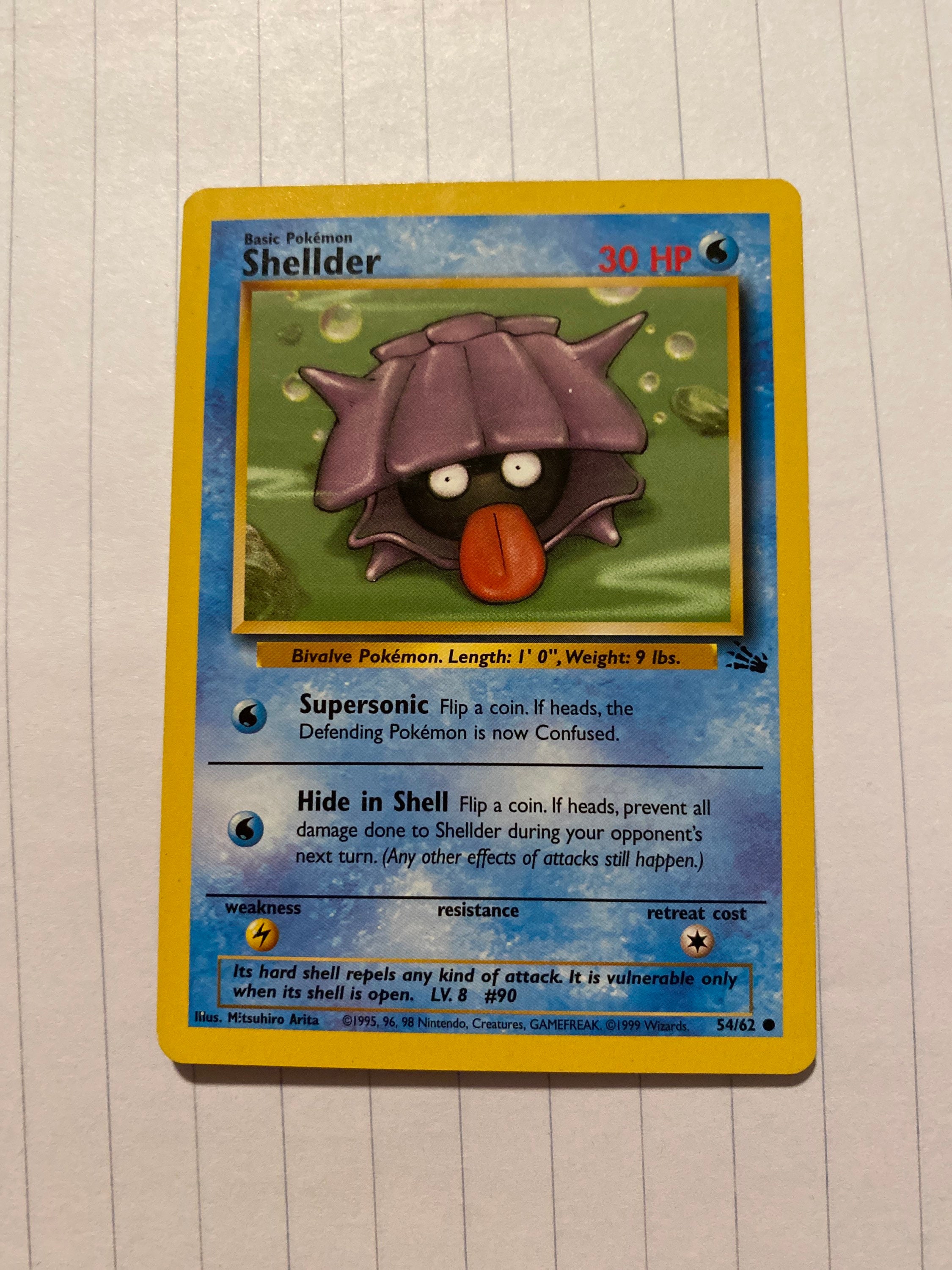 SHELLDER 30 HP- 54/62 - Uncommon GOOD FOSSIL Pokemon Pokémon