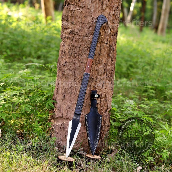 Handmade Viking Spear | Norse Mythology Throwing Spear, Medieval Decor, G-10 Handle, Leather Sheath
