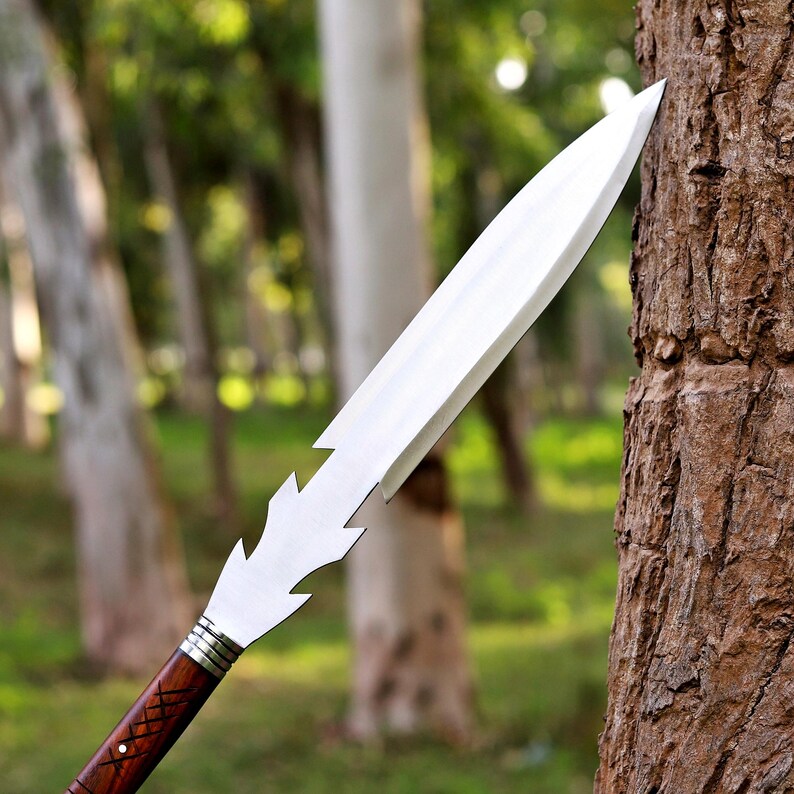Handmade Viking Spear | Norse Mythology Throwing Spear, Medieval Decor, G-10 Handle, Leather Sheath Bild 14