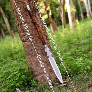 Handmade Viking Spear | Norse Mythology Throwing Spear, Medieval Decor, G-10 Handle, Leather Sheath Bild 15