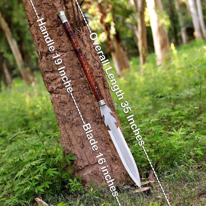 Handmade Viking Spear | Norse Mythology Throwing Spear, Medieval Decor, G-10 Handle, Leather Sheath Bild 15