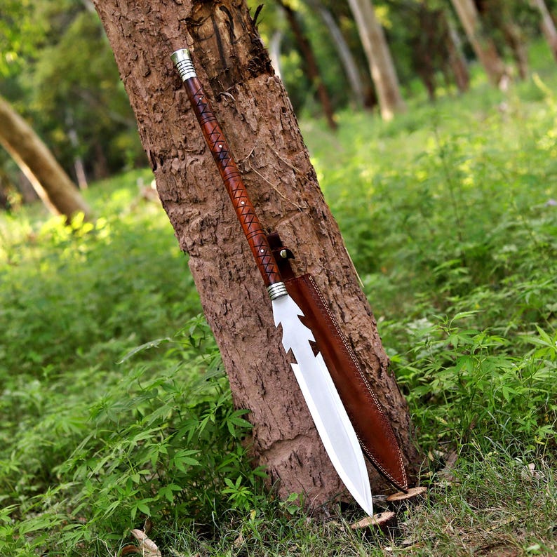 Handmade Viking Spear | Norse Mythology Throwing Spear, Medieval Decor, G-10 Handle, Leather Sheath Viking Spear 2nd