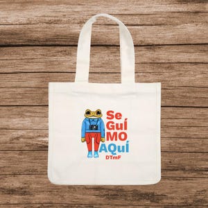 DTMF Seguimos Aqui Embroidered Tote Bag | Debi Tirar Mas Fotos | Bad Bunny | Bad Bunny Merch | DTMF | tote bag | reusable tote bag