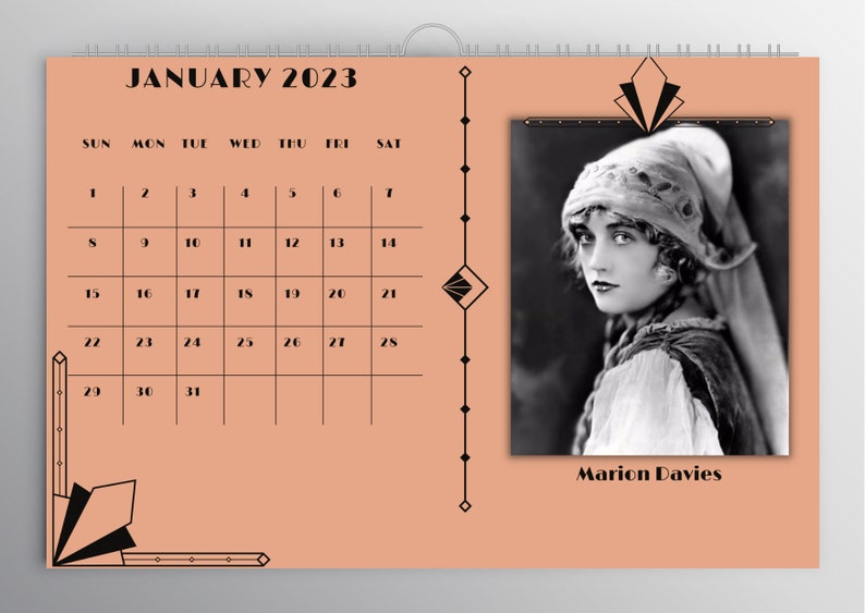 Art Deco Wall Calendar 2023 A4 Wall Print Art Deco Etsy UK