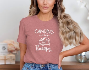 Camping Is My Therapy T-Shirt, Camping Trailer Graphic Tee, Outdoor Enthusiast Shirt, Nature Lover Gift, Summer Adventure Shirt