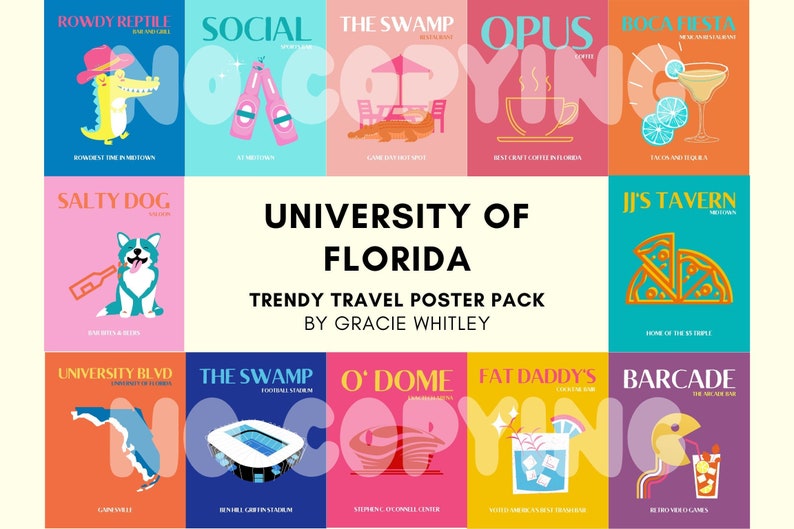 UF Trendy Travel Poster Pack UF Posters University of Etsy