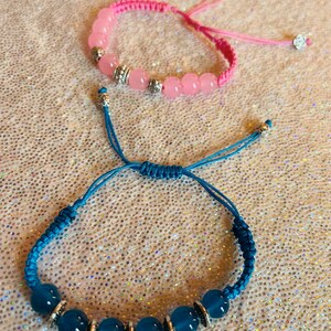 PINK/BLUE macramé woven bracelet