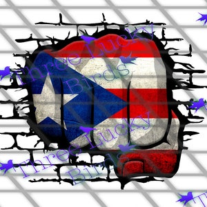 Fist Through Wall Puerto Rico Flag PNG Design
