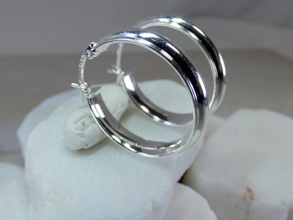 Men Women 925 Sterling Silver 25MM Hoop Earrings