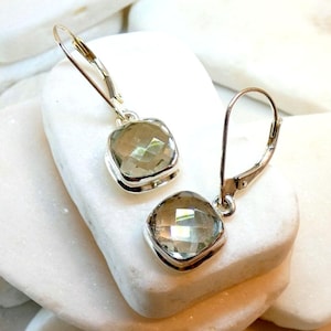 Sterling Silver Green Amethyst Prasiolite  Earrings AAA Gems Minimalist