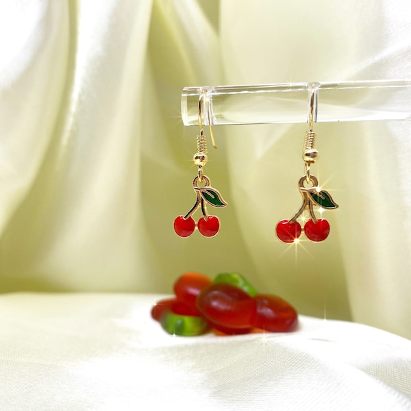 Kirsch Ohrringe - Kirsch Perlen Ohrringe - Ästhetik Ohrringe - Kirschen - Sommer - Früchte - Kawaii - Cute - Long - & more