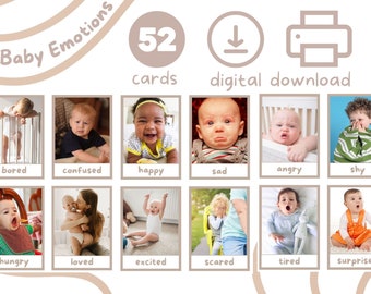 Baby Emotions, Feelings & Expressions Digital Download Cards, Real Face, Mental Health, Cognitive Development, Communication - Teacher Made