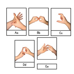 Cartões de linguagem de sinais britânica para impressão Montessori Download instantâneo Cartões de alfabeto Educação domiciliar Correspondência de fotografias reais Aprendizagem visual