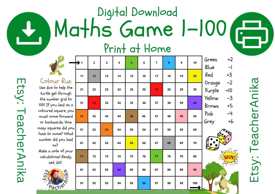 100+ FUN Printable Math Games for Elementary Age Kids for all ages!