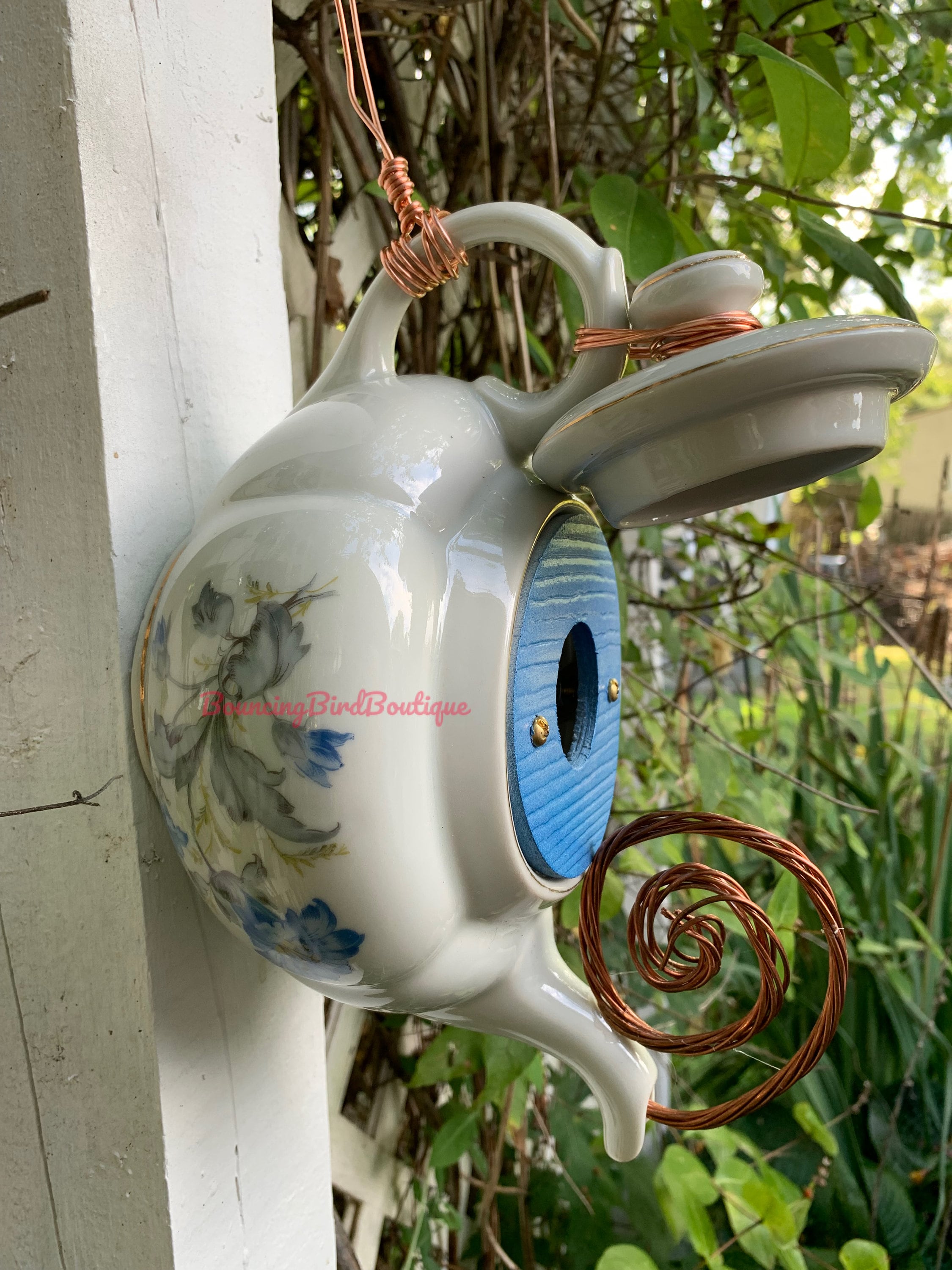 Beautiful Blue Rose Teapot Birdhouse or Bird Feeder Etsy