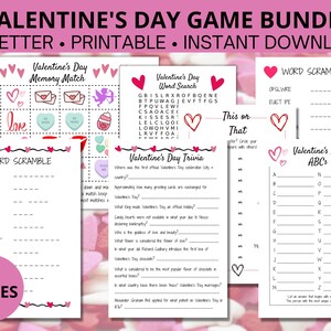 Valentine&#39;s Day Game Bundle | Valentine&#39;s Day Classroom | Printable Game | Valentine&#39;s Day Party | Valentine&#39;s Day Trivia | Word Search