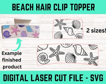 Beach Hair Clip Topper SVG – Starfish & Seashell Laser Cut Design – Digital Download for Glowforge, Cricut, xTool