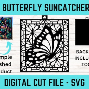 Butterfly Suncatcher File, Stained Glass Butterfly, Laser Cut File, Digital Download