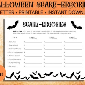 Halloween Scare-ergories | Halloween Party Games | Halloween Printable