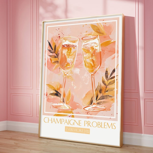 Problemas de champán cada vez más Swiftie cartel rápidamente pared arte sutil Swiftie impresión acuarela pintura suave tonos pastel regalo para los fans de Swift