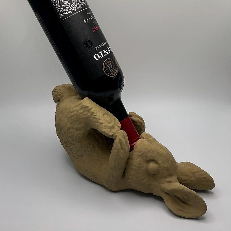 Wine Rabbit Shape Rabbit Wine Holder, 3D Printed Wood Bunny Bottle Stand, Funny Kitchen ...