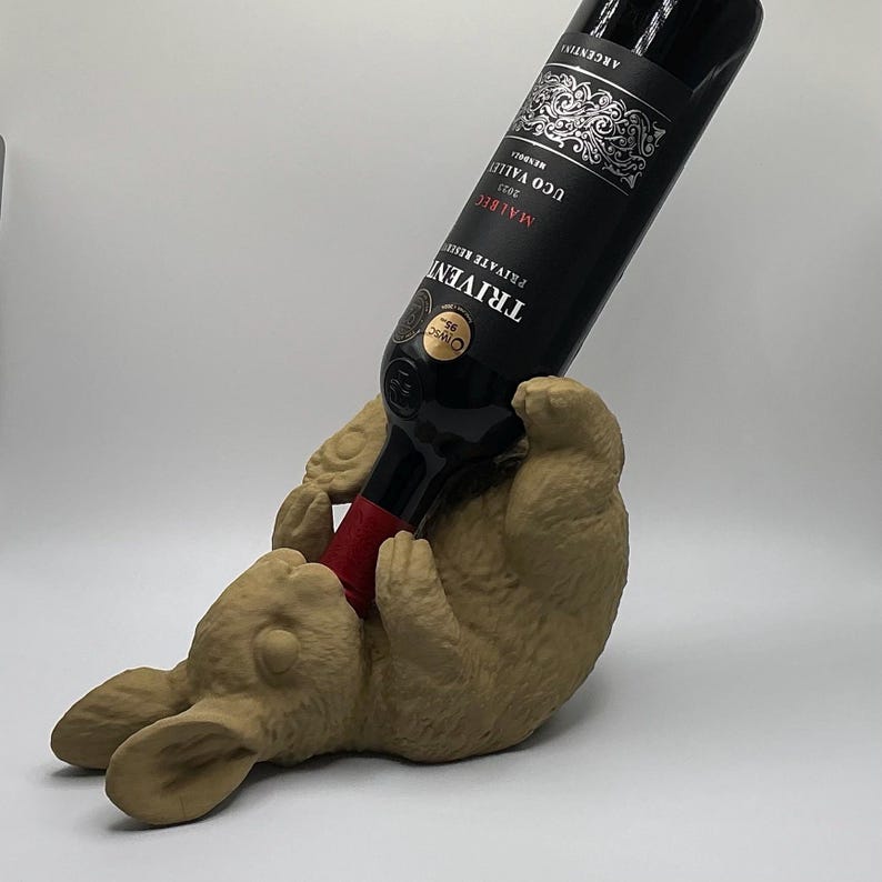 Wine Rabbit Shape Rabbit Wine Holder, 3D Printed Wood Bunny Bottle Stand, Funny Kitchen ...