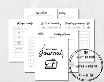 Sewing Project Planner PDF Printable Sewing Journal Digital - Etsy