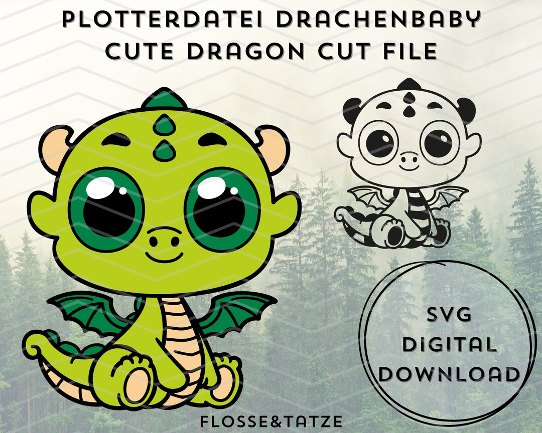 Cute Dragon Svg Baby Dragon Big Eyes Dragon Dragon Silhouette Cutting ...
