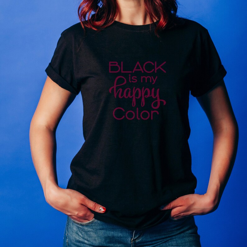 Black is My Happy Color Lettering SVG Cut File Cutting Machine File - Etsy